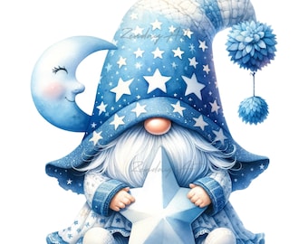 Aquarell Pyjamas Wichtel Clipart: Kinderzimmer Dekor PNG Bundle (digitaler Download)