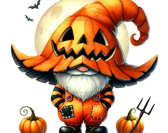 Halloween Gnomes Clipart Bundle: Fall Autumn PNG Designs (Digital Download)