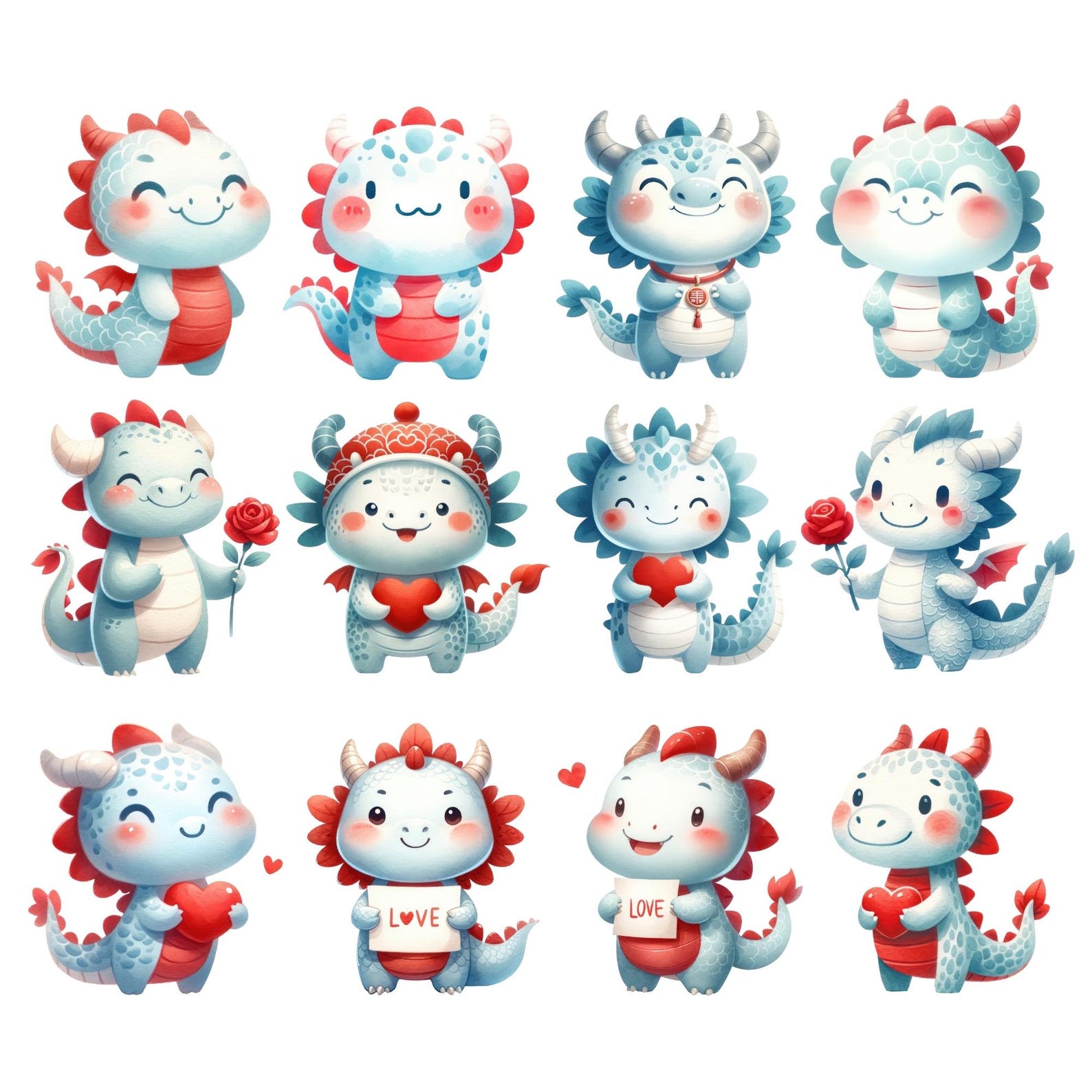 Cute Dragon Valentine Clipart, Dragon Love PNG, Love Heart PNG ...