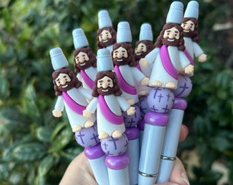 Hand Beaded Mini Jesus Figure Pen