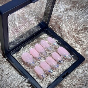 Glitter French Tip Press on Nails