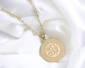 Allah Kreis Halskettenanhänger, Edelstahl, Islamische Halskette