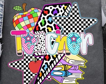 Preppy Teacher Png, Last Day Of School Png, Teacher Summer Png, Teacher Life Png, Teacher Appreciation Gift, Retro Teacher Checkered png