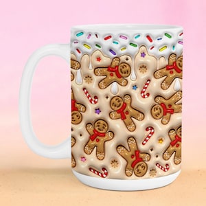 3D Lebkuchen Kaffee Vibes Weihnachten 11 Unzen & 15 Unzen Becher Wrap Png, Baumkuchen Weihnachten 3D Puff 11 Unzen Becher Png, 15 Unzen Becher Png, Kaffeetassen-Design