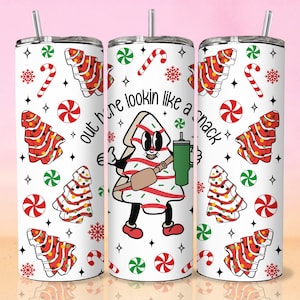 Christmas Tree Cakes 20 oz Skinny Tumbler Sublimation Design, Merry Christmas 20oz Tumbler Png, Christmas Straight and Taper Tumbler Wrap