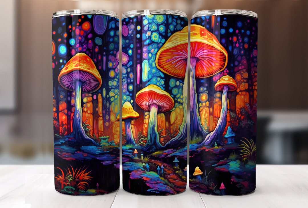 Neon Mushroom Landscape Colorful 20 Oz Skinny Tumbler Sublimation ...