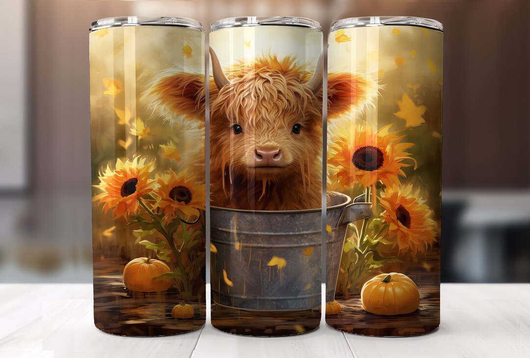 Cute Baby Highland Cow in Bucket 20 Oz Skinny Tumbler Sublimation ...