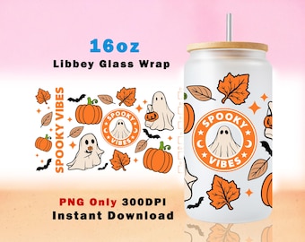 Orange Spooky Vibes Libbey Glass Wrap, Herbst 16 Unzen Libbey Glasdose Halloween Spooky Saison 16 Unzen Glasdose Png 16 Unzen Libbey Glass Design Kaffee