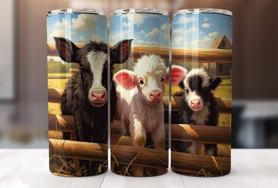 Cute Farm Animals on Fence 20 oz Skinny Tumbler Sublimation Design, Straight And Tapered Tumbler Wrap, Instant Digital Download PNG Kids