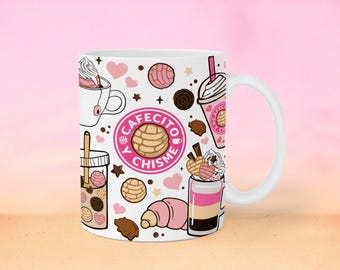 Cafecito y Chisme Inflado 11oz 15oz Taza Envoltura, Taza Pan Dulce, Regalos Mexicanos, Taza de Café Hinchada, Conchas Mexicanas, Descarga Digital