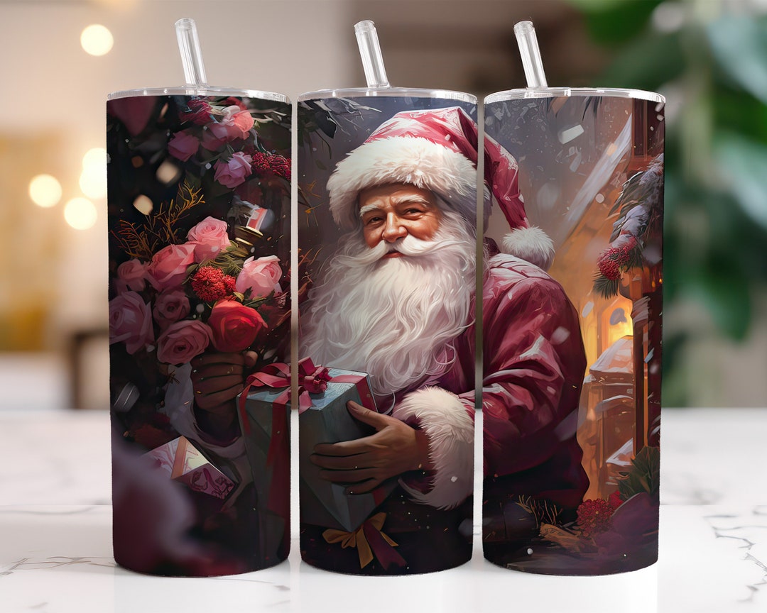 Santa Christmas Tumbler Wrap Jolly 20 Oz Skinny Tumbler Sublimation ...