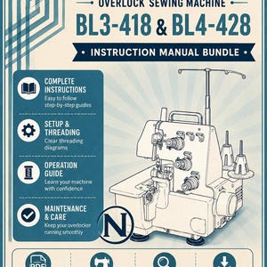 BabyLock Model BL3-418 BL4-428 Overlocker / Serger PDF Instruction Manual in English Instant Download Retro Scan