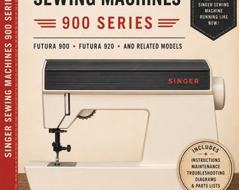 Manual de la máquina de coser Singer Futura Serie 900 920 con puntada en zigzag para reparaciones, mantenimiento y repuestos (PDF antiguo, descarga instantánea).