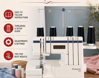 Husqvarna Viking Huskylock 936 1002 Manual Serger Overlocker Machine Instruction Vintage English PDF Instant Download Retro Scan