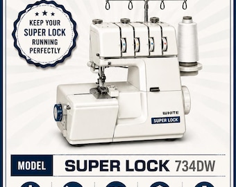 Manual de servicio y lista de piezas para remalladoras White Superlock 206, 208, 216, 228, 234D, 734 y 734DW 964