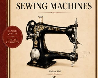 Manual de instrucciones y ajuste para máquina de coser Singer Clase 18, estilo vintage, con puntada en zigzag, en inglés. Descarga instantánea en PDF. Escaneo retro.
