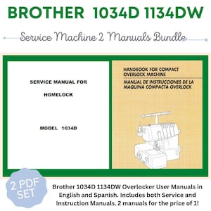 Brother Compact 1034D 1134DW Overlocker Heavy Duty User Manual English and Spanish Serger Service Instruction Manual PDF Download User Guide