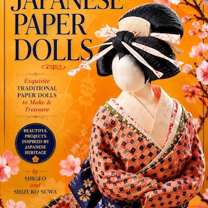 Japanska pappersdocka Shimotsuke-dockor med kläder Kimono Obi-instruktioner PDF-sömnadsmönster på engelska Vintage-kostymer Direktnedladdning