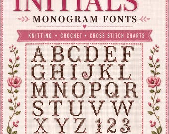 Fuentes de iniciales del alfabeto, monogramas, punto de cruz, gráficos para crochet, patrones de tapiz en PDF, diseños vintage, descarga instantánea