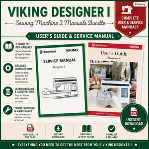 Manuale di istruzioni e assistenza per la macchina da cucire Husqvarna Viking Designer 1 in formato PDF, download immediato, Retro Scan.