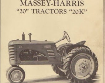 Vintage Massey Harris 20 20K Tractor Operators Service Manual PDF- Instant Download