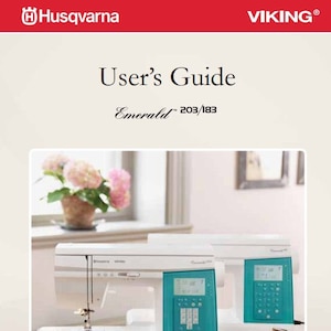 Manuale di istruzioni per la macchina da cucire Husqvarna Viking Emerald 183 203 in formato PDF. Download immediato. Retro Scan.