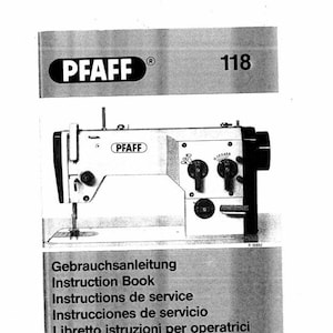 Pfaff 118 Sewing Machine Instruction Manual in English Complete User Guide Instant Download