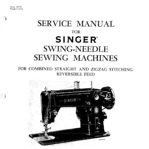 Singer 306K 306W Swing Needle Zig Zag Sewing Machine Service PDF Bundle in English Vintage PDF Download User Manual Complete User Guide