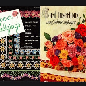 Crochet Edgings PDF Flower Patterns Star Book No. 65 plus Coats Book No 23 Floral Insertions Crocheted Instruction Vintage Instant Download