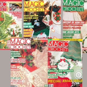 Christmas Themed Magic Crochet Magazine Issues Xmas Patterns Bundle PDF Vintage Decorations Gifts Tablecloth Placemat PDF Instant Download