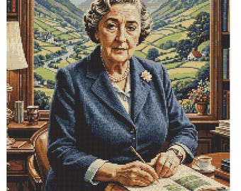 Agatha Christie Lady Detective PDF Pattern Keeper Miss Marple Fighting Crime Wall Art True Likeness Cross Stitch Chart Instant Download