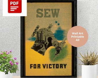 Sew for Victory WWII Sewing Machine Vintage Wall Art Poster Sewing Room Decor Vintage PDF download User Manual - Complete User Guide
