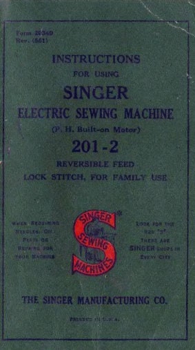 1940 MACHINE À coudre vintage chanteur modèle 201 - série #ae681450