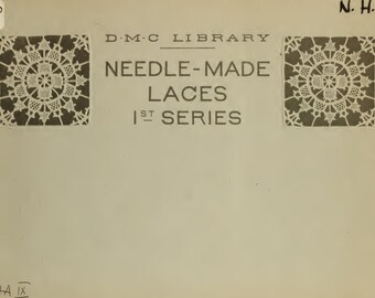 Libro de instrucciones de bordado de encaje y reticella hecho con aguja, libro PDF vintage, descarga instantánea