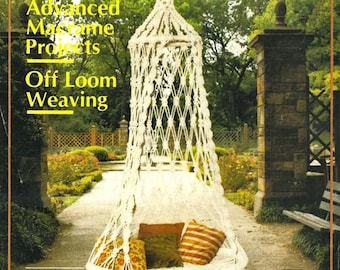 Macrame Hanging Chair Plant Pot Hangers Planters Hammock Pattern Knotting Knot Instruction Tutorial PDF Vintage Boho Design Instant Download