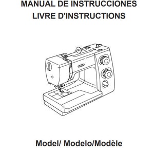 May include: A black and white line drawing of a sewing machine with the model number 625E. The text "Instruction Book, Manual de Instrucciones, Livre d'Instructions" is above the image.