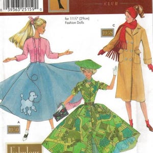 Barbi Doll 11 1.5 inch 50s Fabulous Fifties Doll Clothes Simplicity 9840 Sindy Daisy Blythe Pippa Dawn Fashion Sewing Digital PDF Download