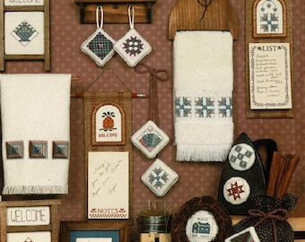 Mini Kreuzstich Vintage Patchwork Krone Kreuz Stern Ananas Willkommen Blockhaus Korb Muster Quilt Designs PDF Instant Download