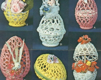 Egg Cosy Cosies Cozies Cover PDF Easter Bunny Egg Basket Crochet Pattern by Coats & Clark 1041 Instruction PDF Vintage Instant Download