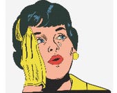 Comic Girl Crying Pop Art Wall Art Superhero Comic Strip Style Cosplay Pattern PDF Sarcastic Cross Stitch Chart Instant Download