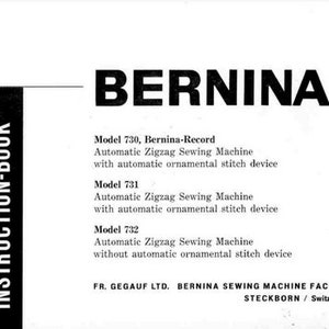 Bernina Record  Zig Zag 530 532 730 731 732 Sewing Machine Instruction PDF manual in English Vintage PDF download User Manual Complete Guide