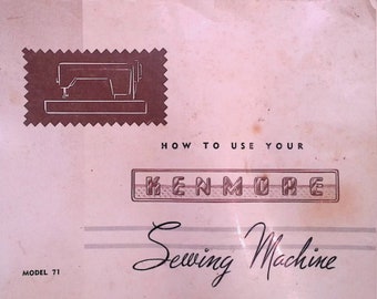 Sears Kenmore 71 Sewing Machine Manual Model PDF Download Instant Download Retro Scan