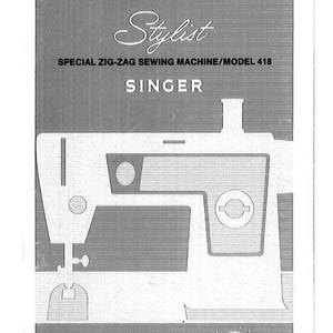 Manuale di istruzioni per macchina da cucire Singer 418 478 Stylist Zig Zag in inglese, guida digitale per il download immediato in formato PDF.