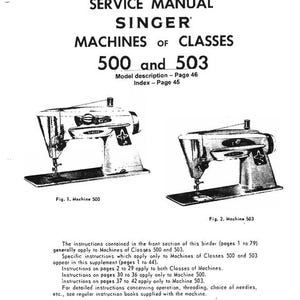 Manuale per macchina da cucire SINGER 500 502 503 522 507 527 509 Guida utente Rocketeer Elenco parti zig zag Assistenza riparazione PDF Download immediato