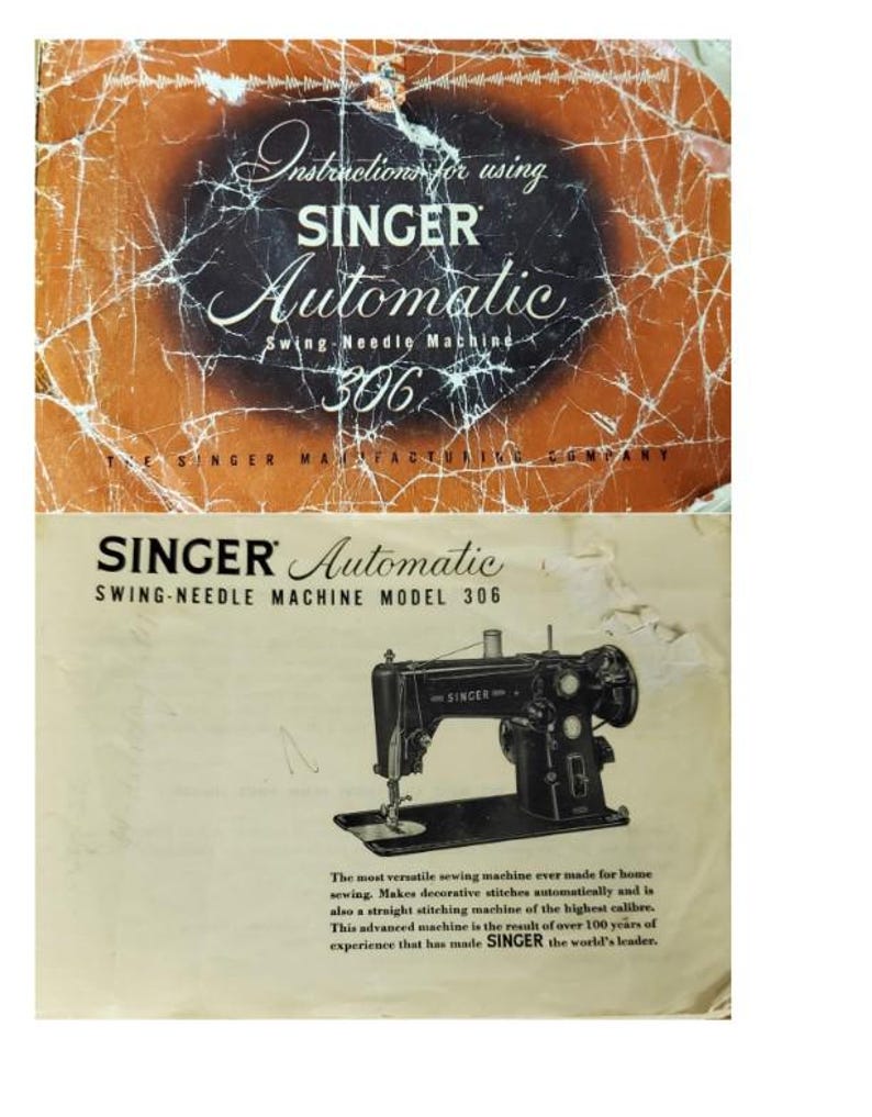 Singer 306K 306W Swing Needle Zig Zag Sewing Machine Service PDF Bundle ...
