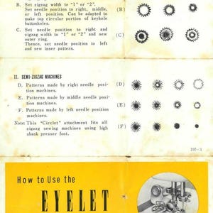 Manuale per l'accessorio a zig-zag Singer Eyelet N2 Accessori Super De Luxe Macchina da cucire a zig-zag automatica Manuale di istruzioni in inglese Scarica PDF