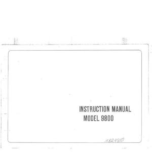 May include: A white instruction manual with the text "INSTRUCTION MANUAL MODEL 9800" in black. The manual has a rectangular border and a handwritten note at the bottom.