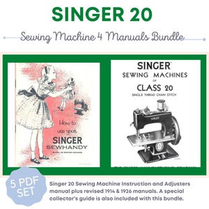 Singer Toy 20 Sewing Machine Instruction Adjusters 1914 1926 4 PDF Manual Bundle in English User Repair Collectors Guide Instant Download