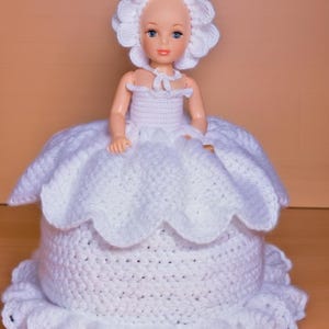 4 Fashion 7 1/2 8" Doll Crochet Toilet Tissue Roll Paper Topper Holder Knitting Pattern Vintage Fashion Pretty Bunny Cozy Instant Download