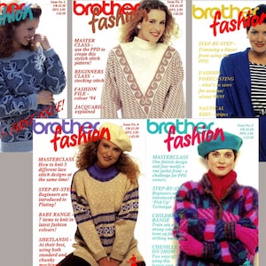 Descarga instantánea de libro de patrones de máquina de tejer de los números 1 al 5 de la revista Brother Fashion. Descarga instantánea de libro de patrones de máquina de tejer de Shetland Fairisle vintage